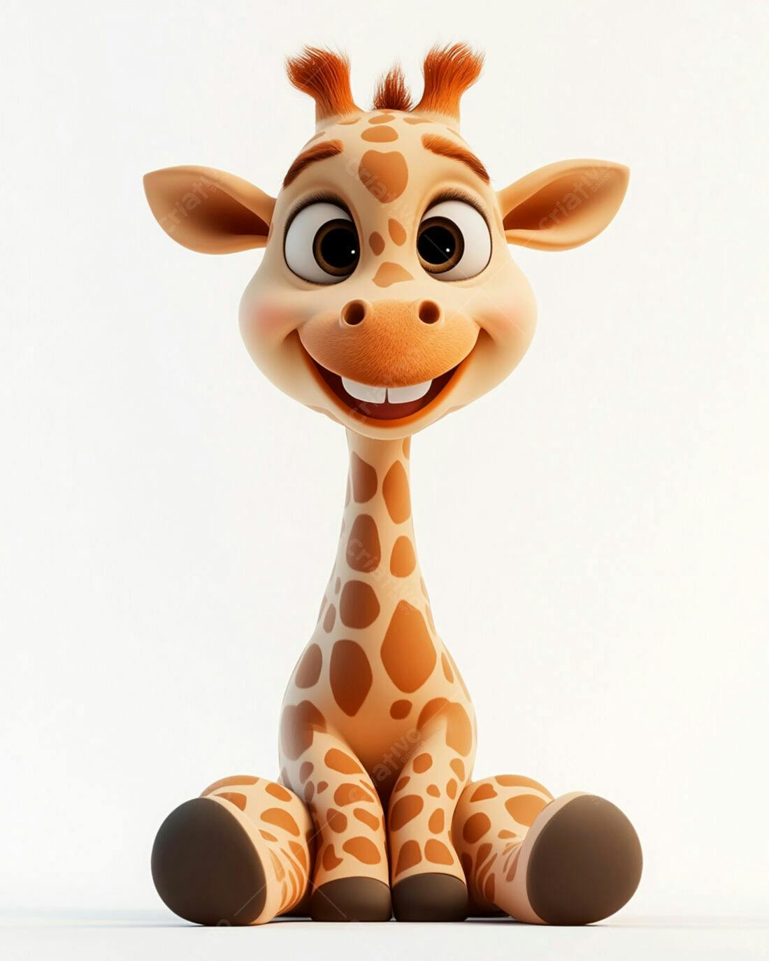 Girafinha fofa sentada fundo branco