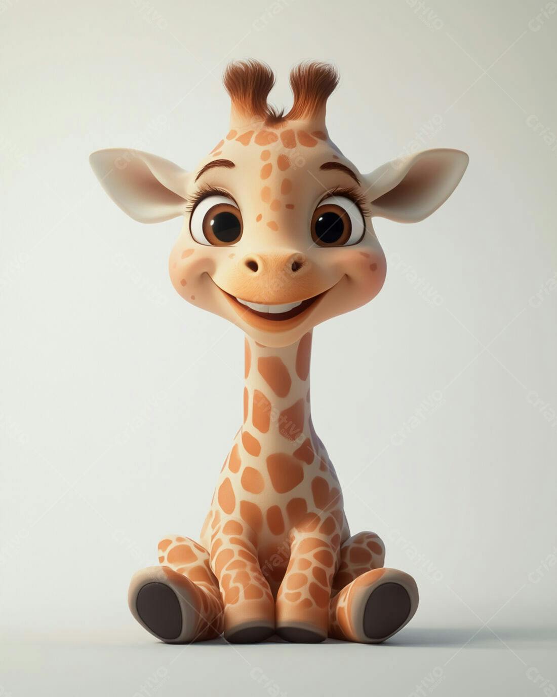 Girafa Bebê Sorrindo Fofa Animação 3D