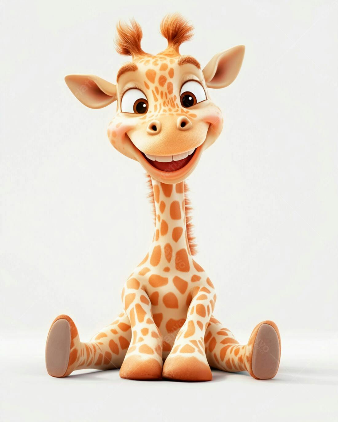 Girafa Bebê Feliz Sentada sorrindo