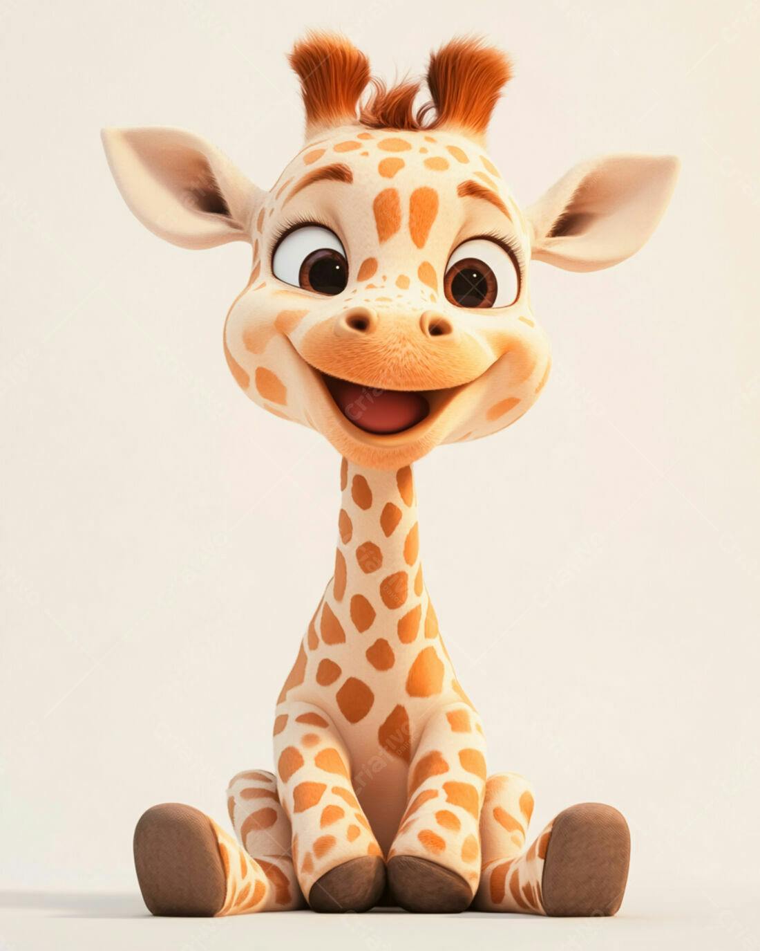 Girafinha fofa sentada fundo branco