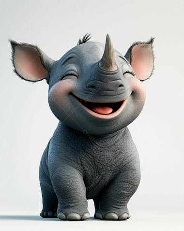 Image of a cute, smiling baby rhino