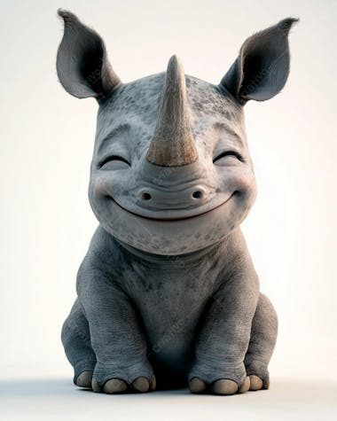 Image of a cute, smiling baby rhino