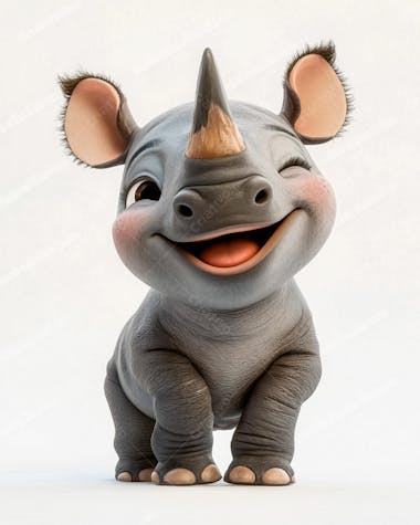 Image of a cute, smiling baby rhino