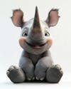 Image of an adorable, smiling baby rhinoceros