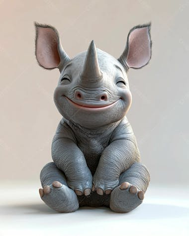 Image of a cute, smiling baby rhino