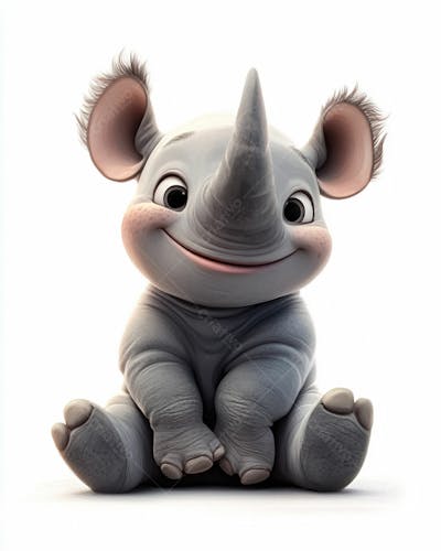 Image Of A Cute, Smiling Baby Rhino