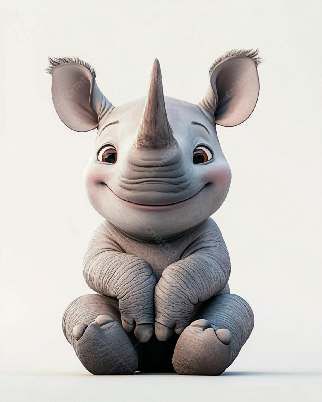 Rinoceronte Bebê Sorrindo fundo branco