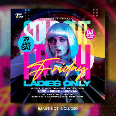 Modelo Editável Em Psd De Panfleto De Mídia Social Para Festa Noturna