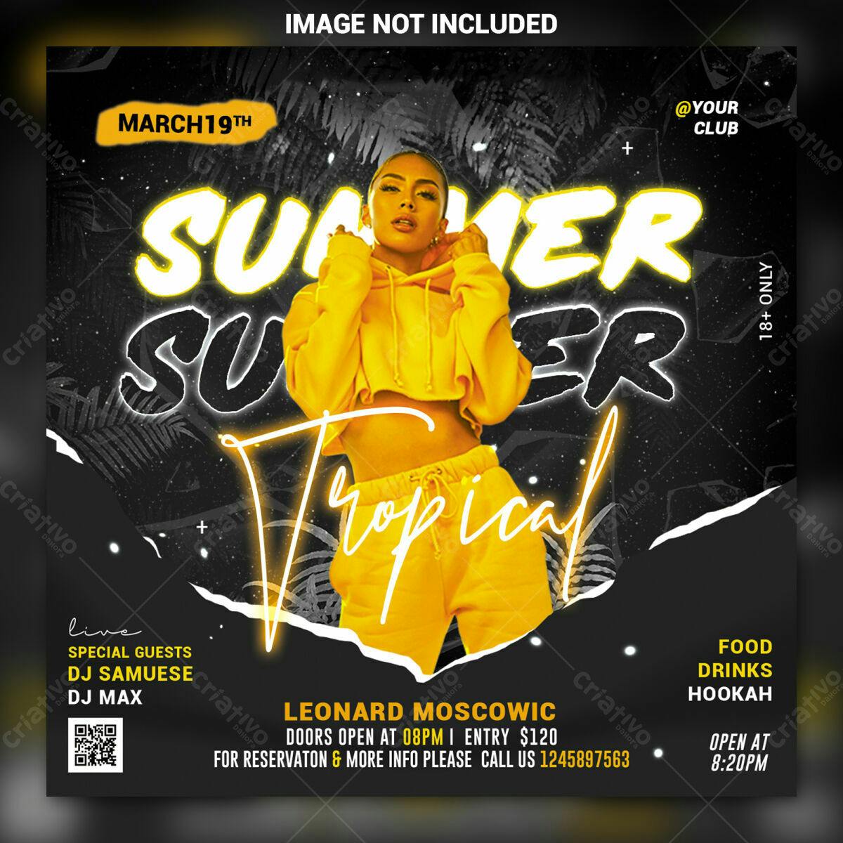 Flyer para Festa Tropical de Verão PSD Editável