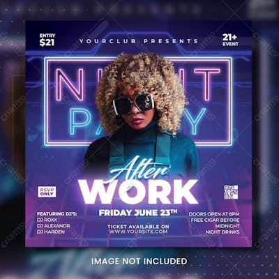 Modelo Editável Em Psd De Panfleto De Mídia Social Para Festa Noturna
