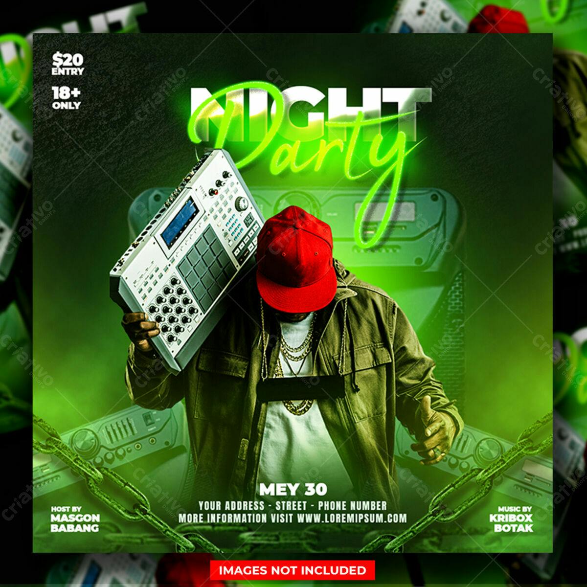 Flyer Festa Noturna PSD Editável