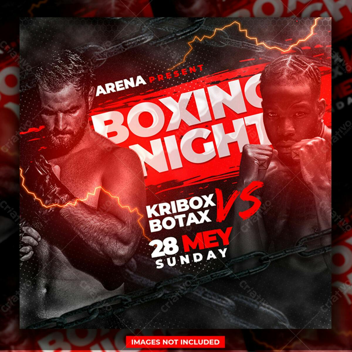 Flyer para Noite de Boxe PSD Editável