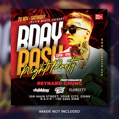 Modelo Editável Em Psd De Panfleto De Mídia Social Para Festa Noturna