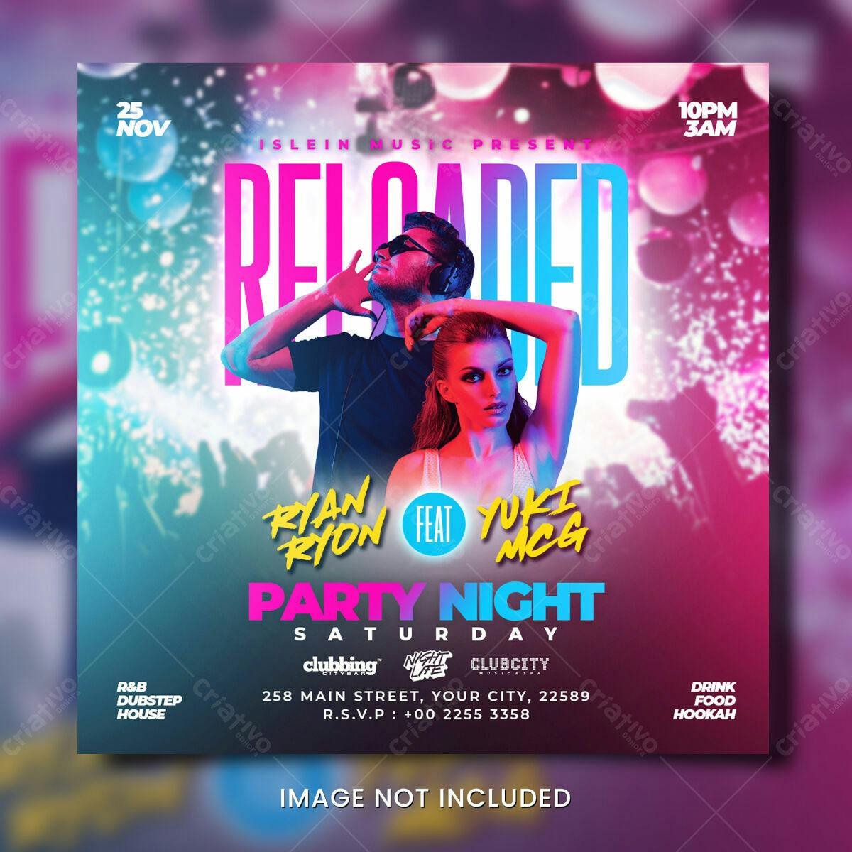 Flyer para Festa Eletrônica PSD Editável