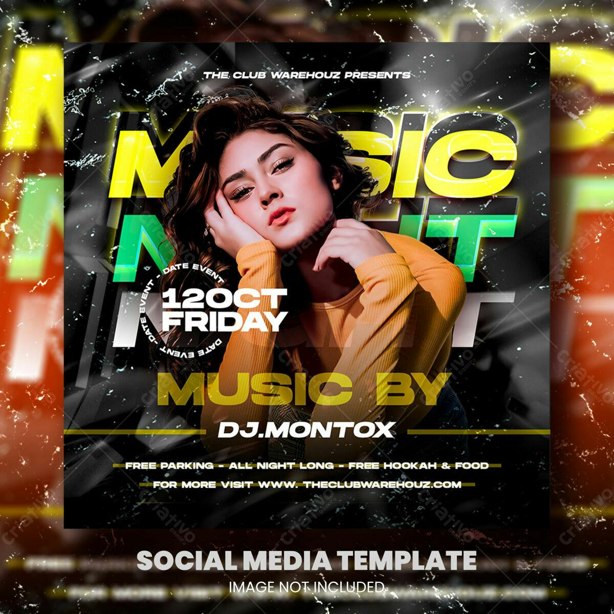 Flyer para Festa Musical Noturna PSD Editável