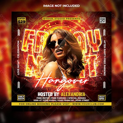 Modelo Editável Em Psd De Panfleto De Mídia Social Para Festa Noturna