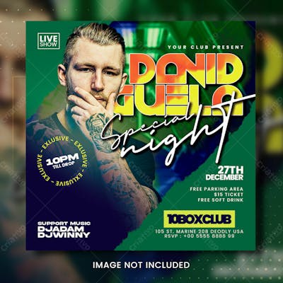 Modelo Editável Em Psd De Panfleto De Mídia Social Para Festa Noturna