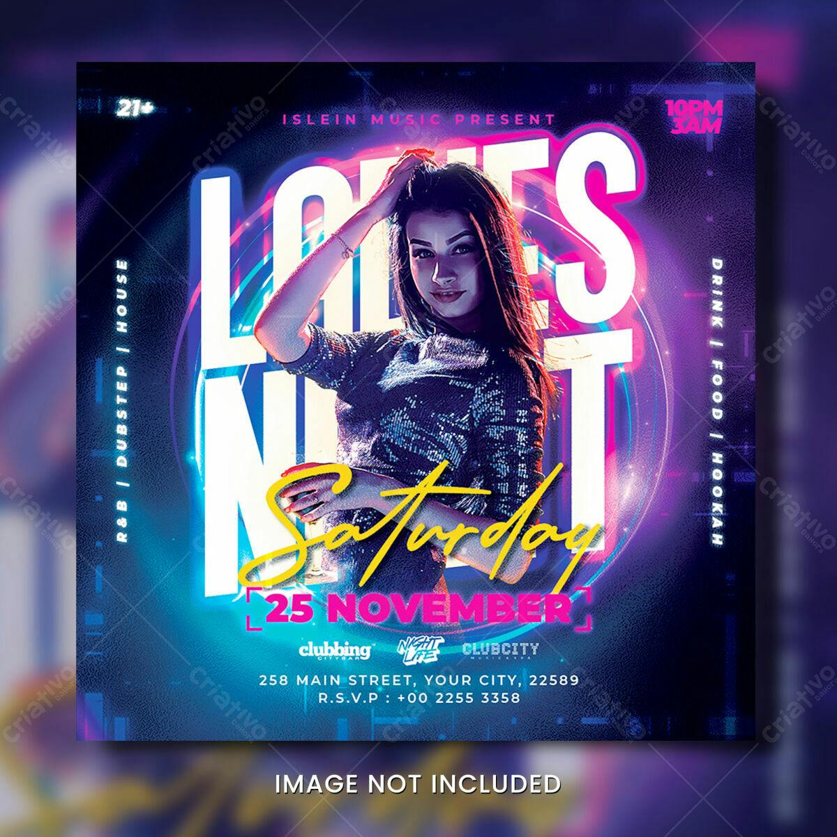 Flyer para Festa Noturna PSD Editável