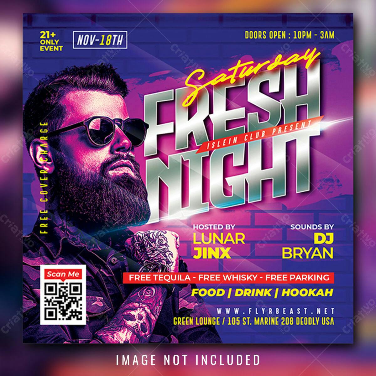 Flyer Festa Fresh Night PSD Editável