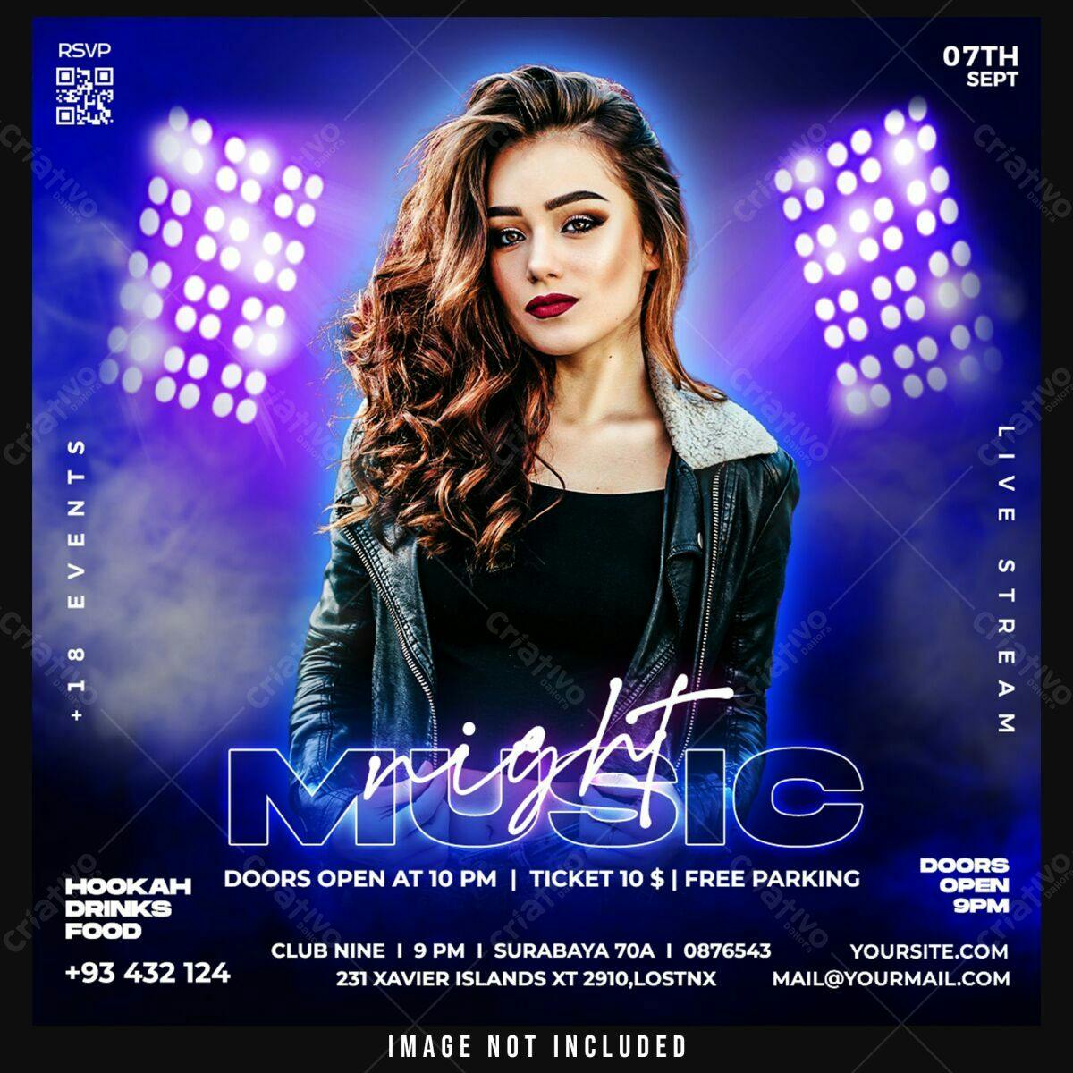 Flyer para Festa Musical Noturna PSD Editável