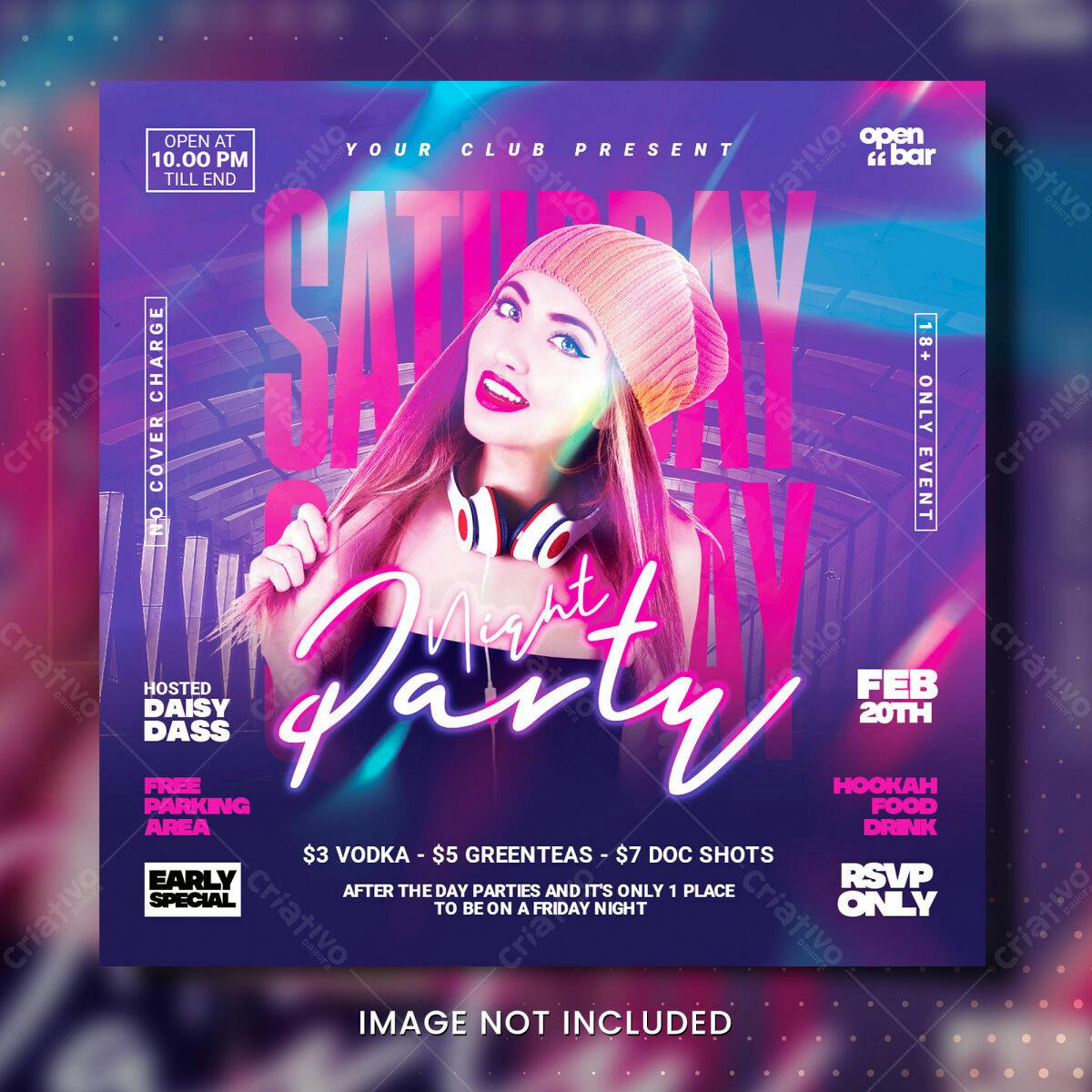 Flyer para Festa Noturna Sábados PSD Editável