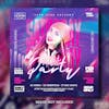 Editable psd template of social media flyer for night party.