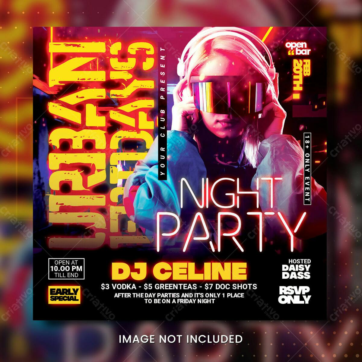 Flyer para Festa Noturna PSD Editável