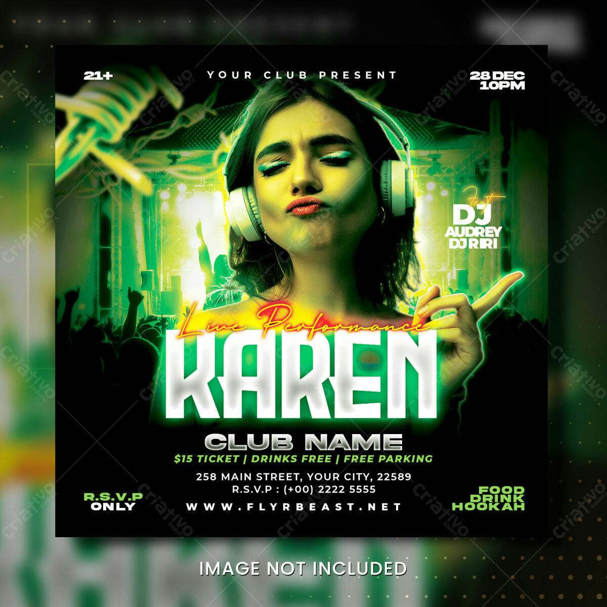 Flyer para Festa com DJ PSD Editável