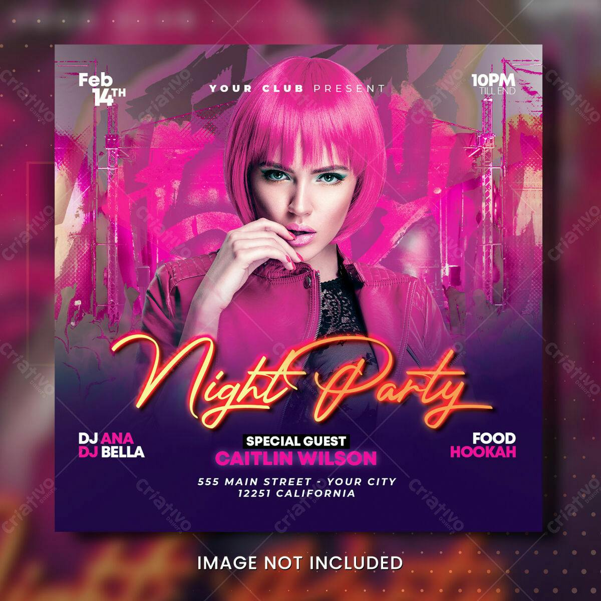 Flyer para Festa Noturna com DJ PSD Editável