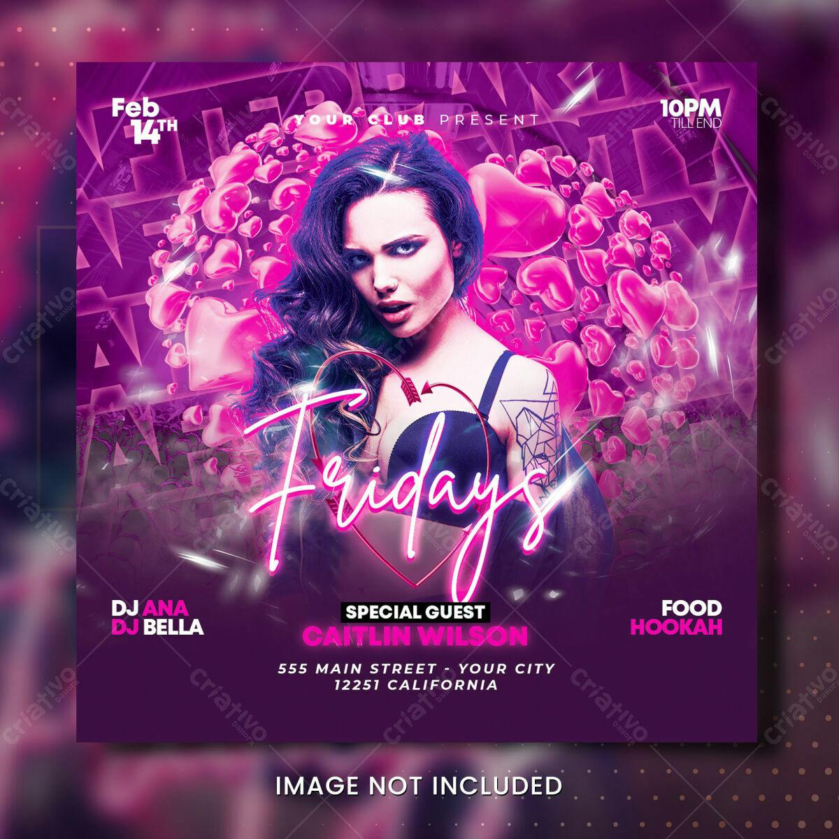 Flyer Festa de Sexta-Feira com DJ PSD Editável