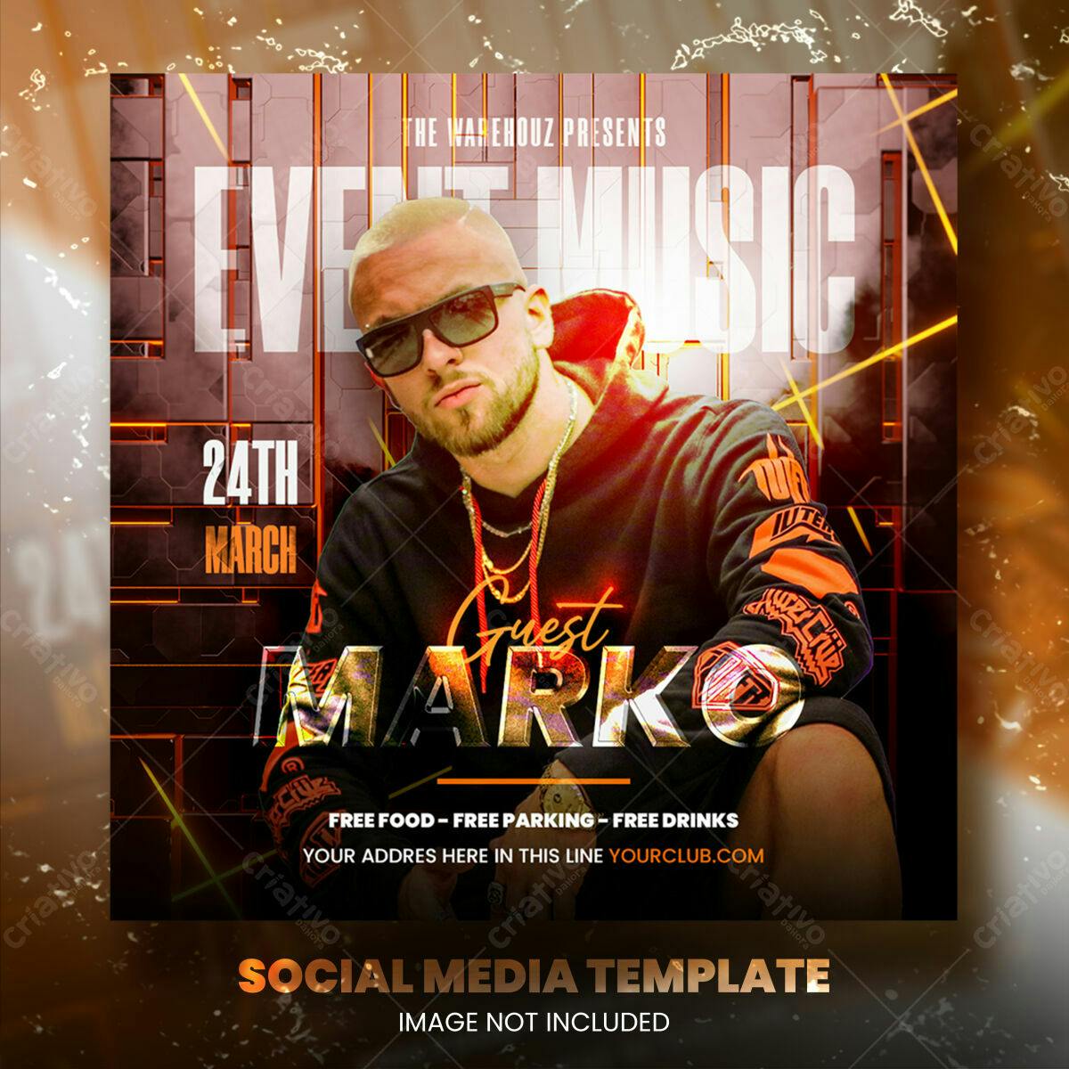 Flyer para Evento Musical com DJ Marko PSD Editável