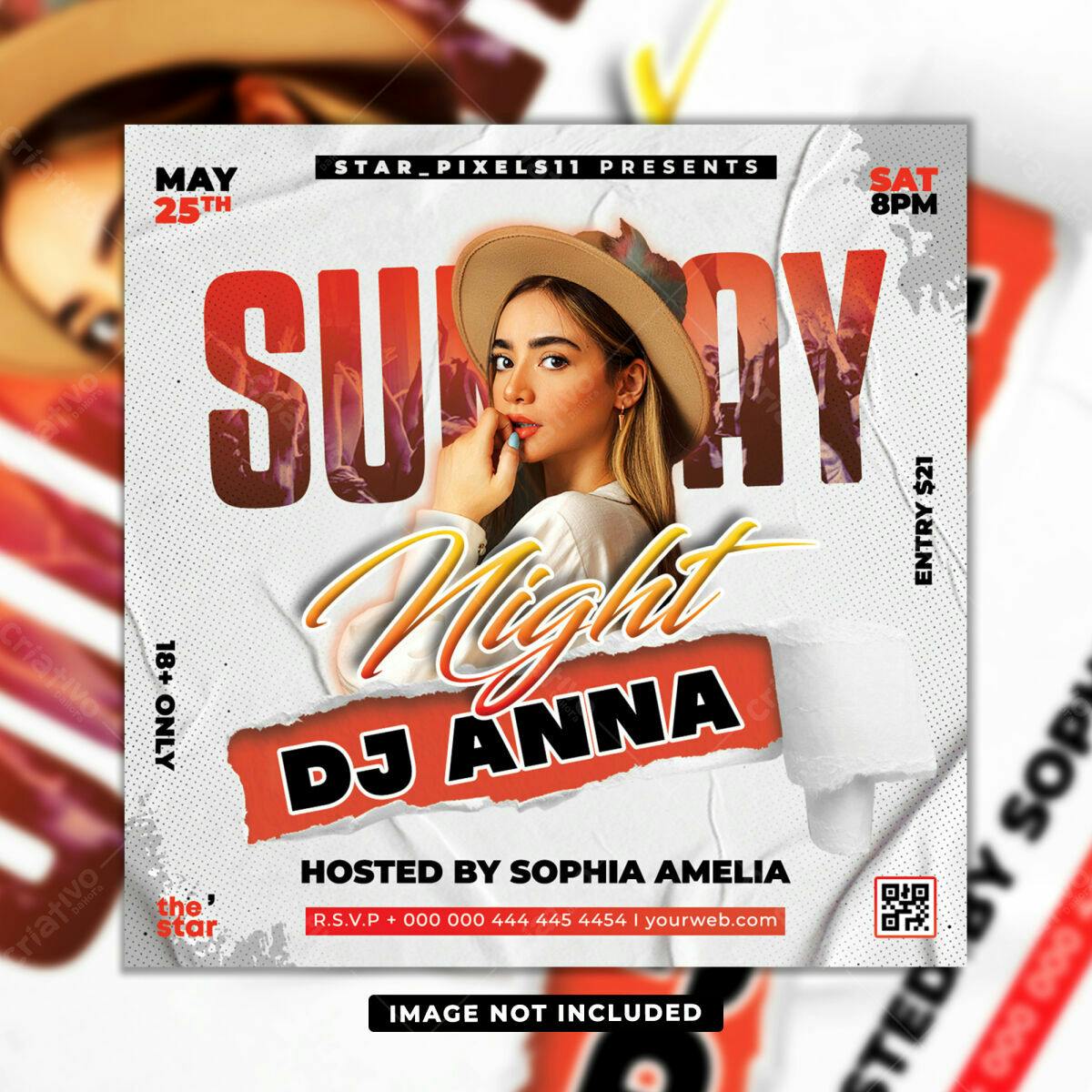 Flyer para Festa de Sábado à Noite DJ Anna PSD Editável