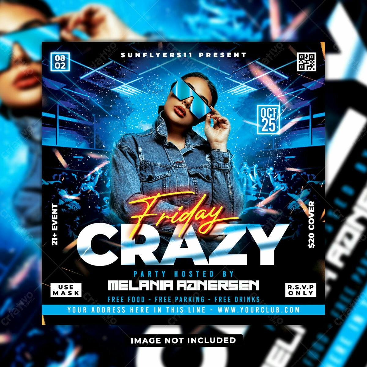 Flyer para Festa Friday Crazy PSD Editável