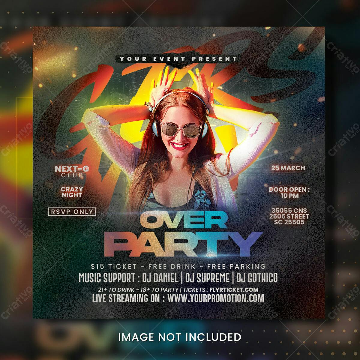 Flyer para Festa Over Party PSD Editável