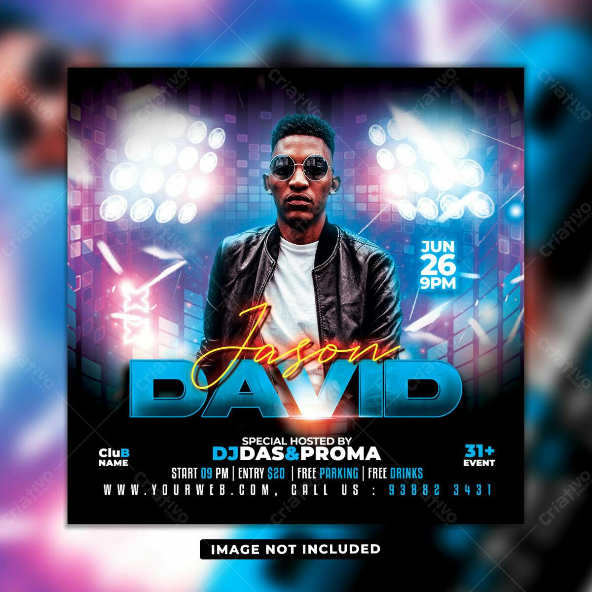 Flyer para Festa de DJ PSD Editável