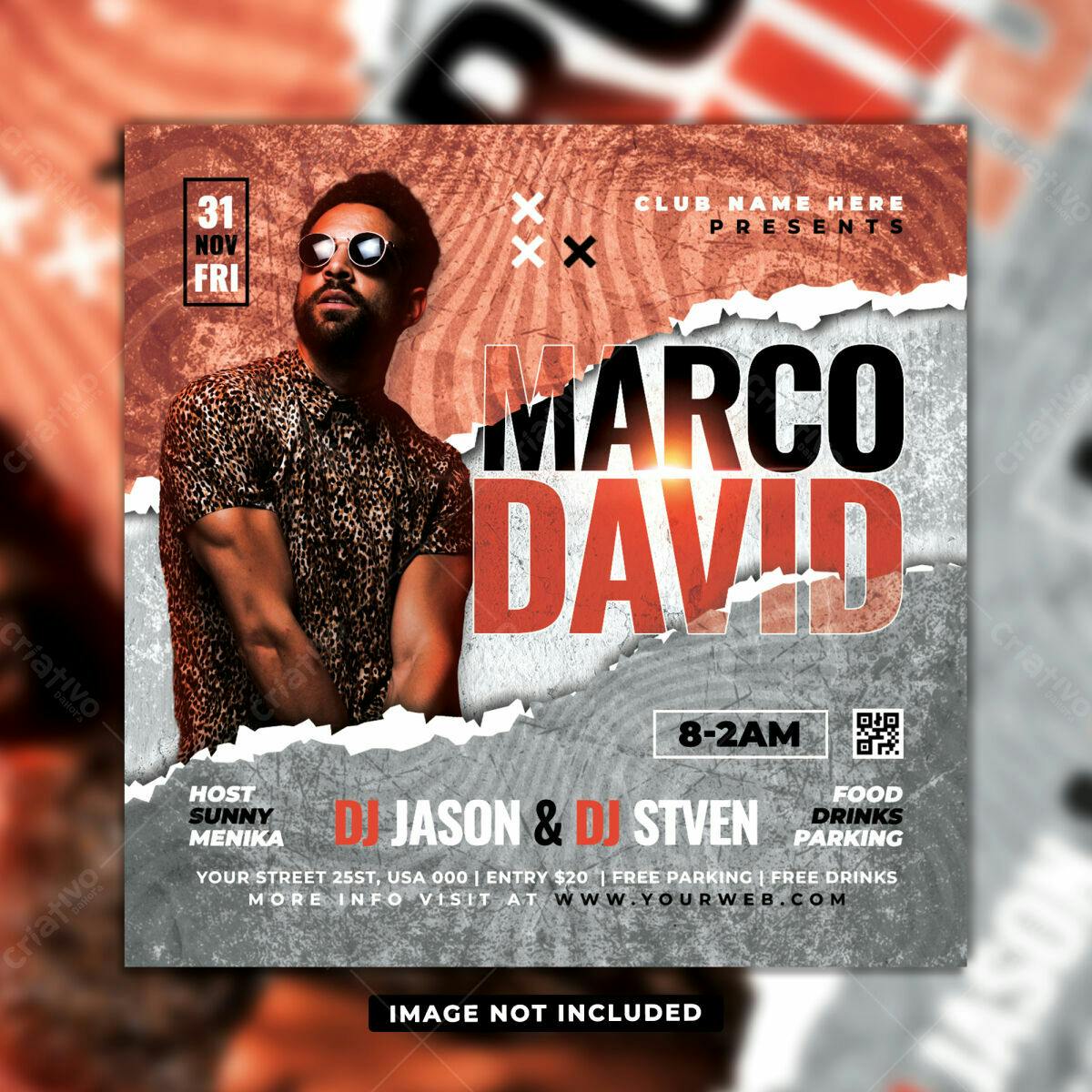 Flyer Festa com DJ Marco David PSD Editável