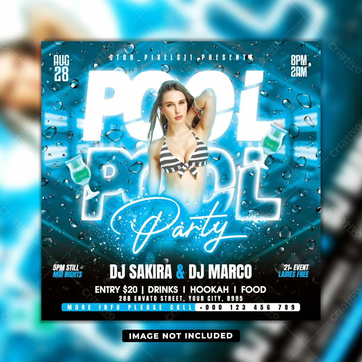 Flyer Festa na Piscina PSD Editável