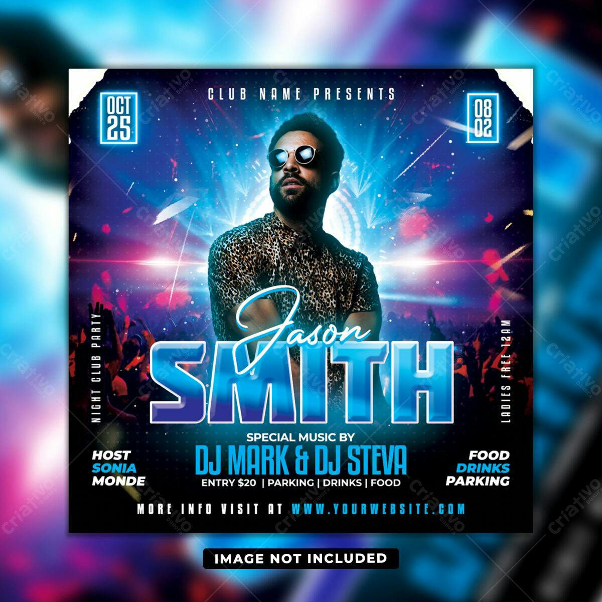 Flyer para Festa de Música Eletrônica PSD Editável