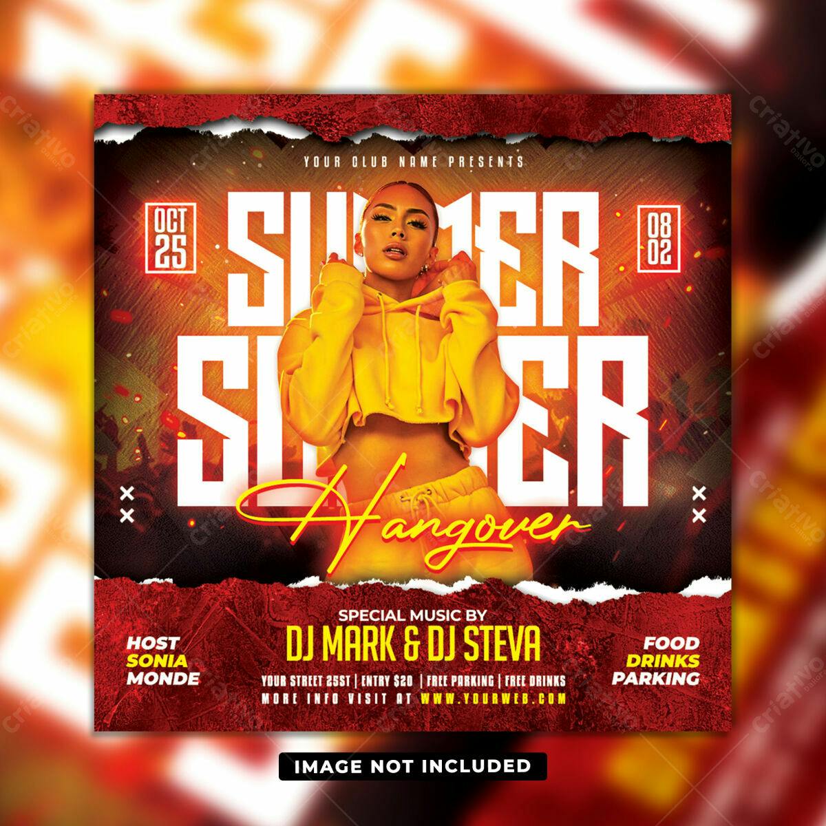 Flyer para Festa Summer Hangover PSD Editável