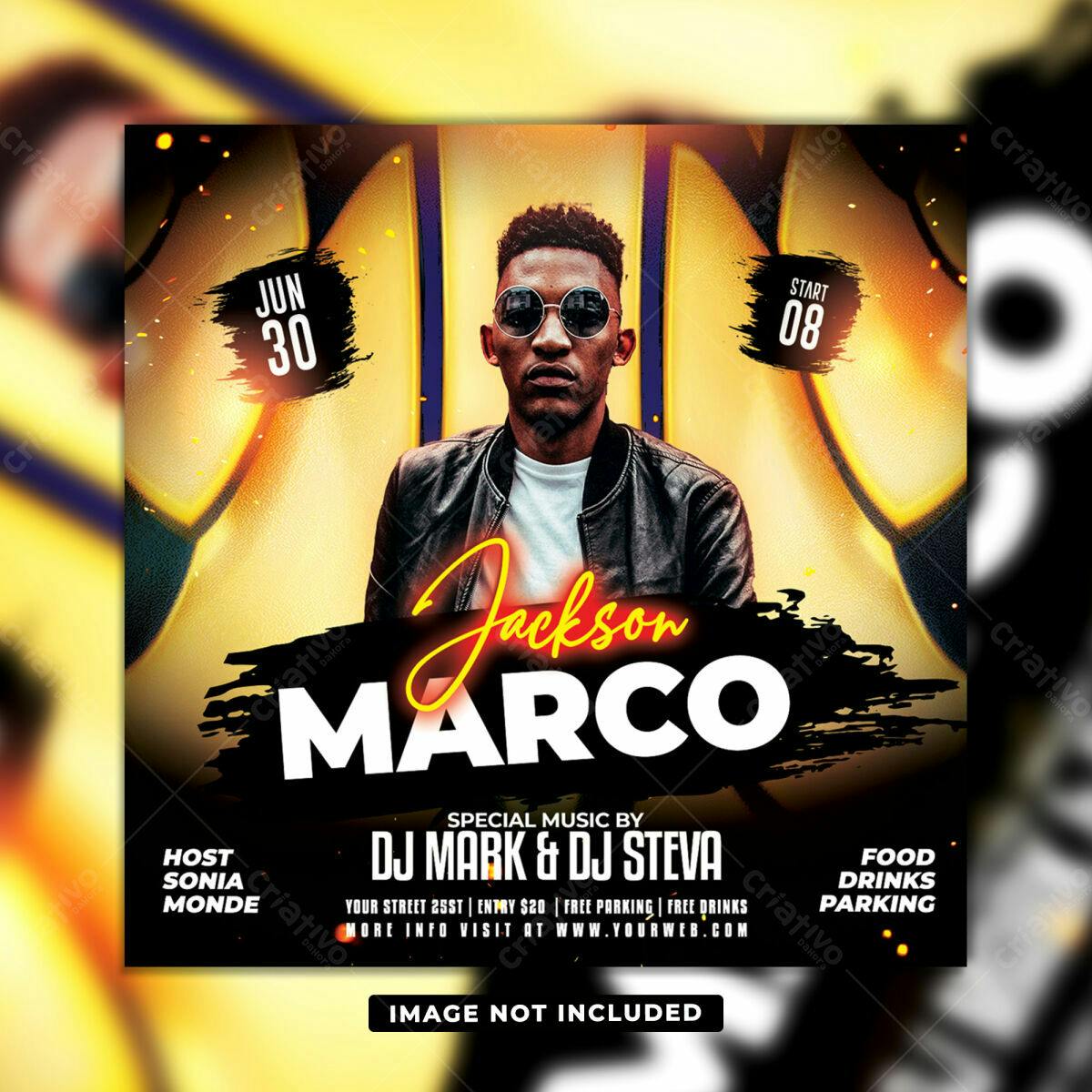 Flyer para Festa com DJ Jackson Marco PSD Editável