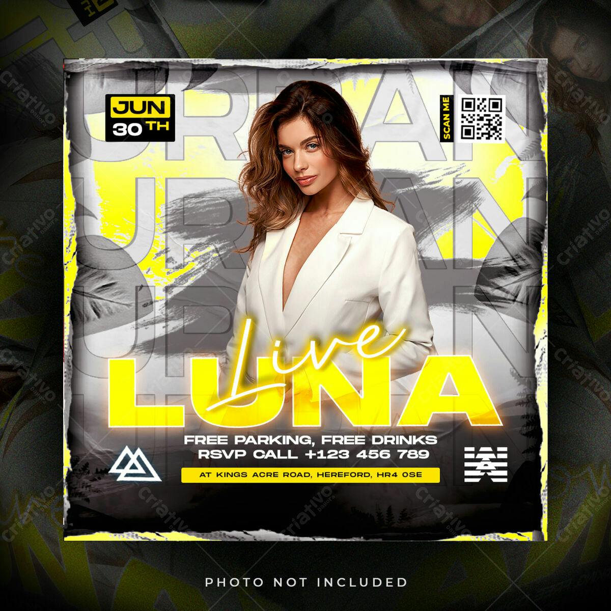 Flyer para Evento Musical com Luna PSD Editável