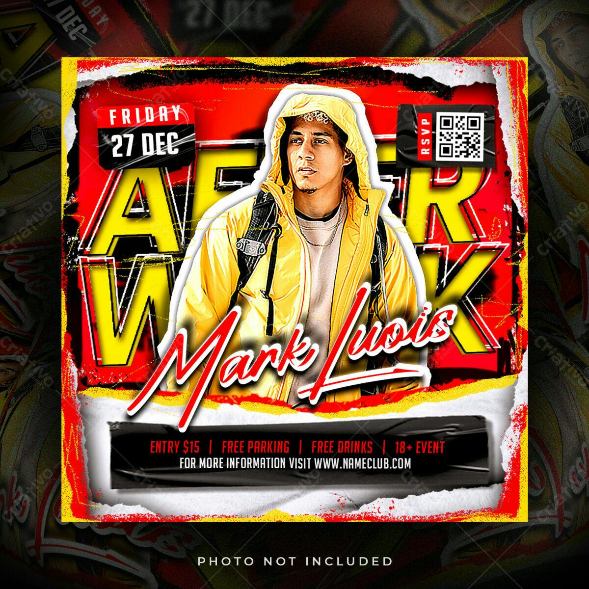 Flyer para Festa After Work com Mark Luis PSD Editável