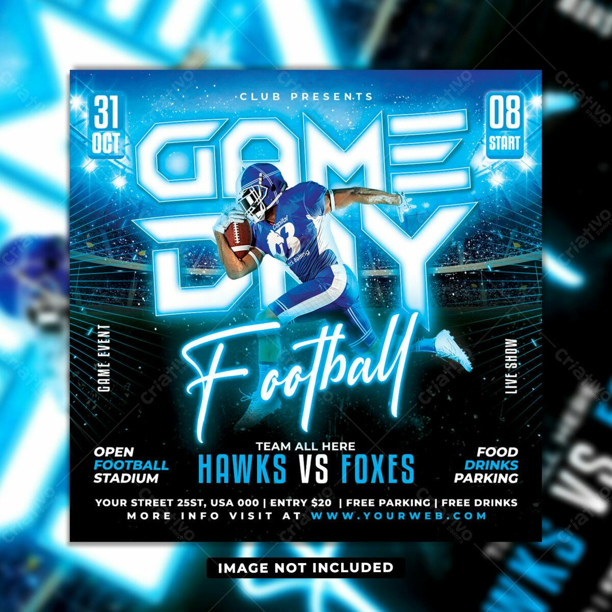 Flyer para Jogo de Futebol Americano PSD Editável