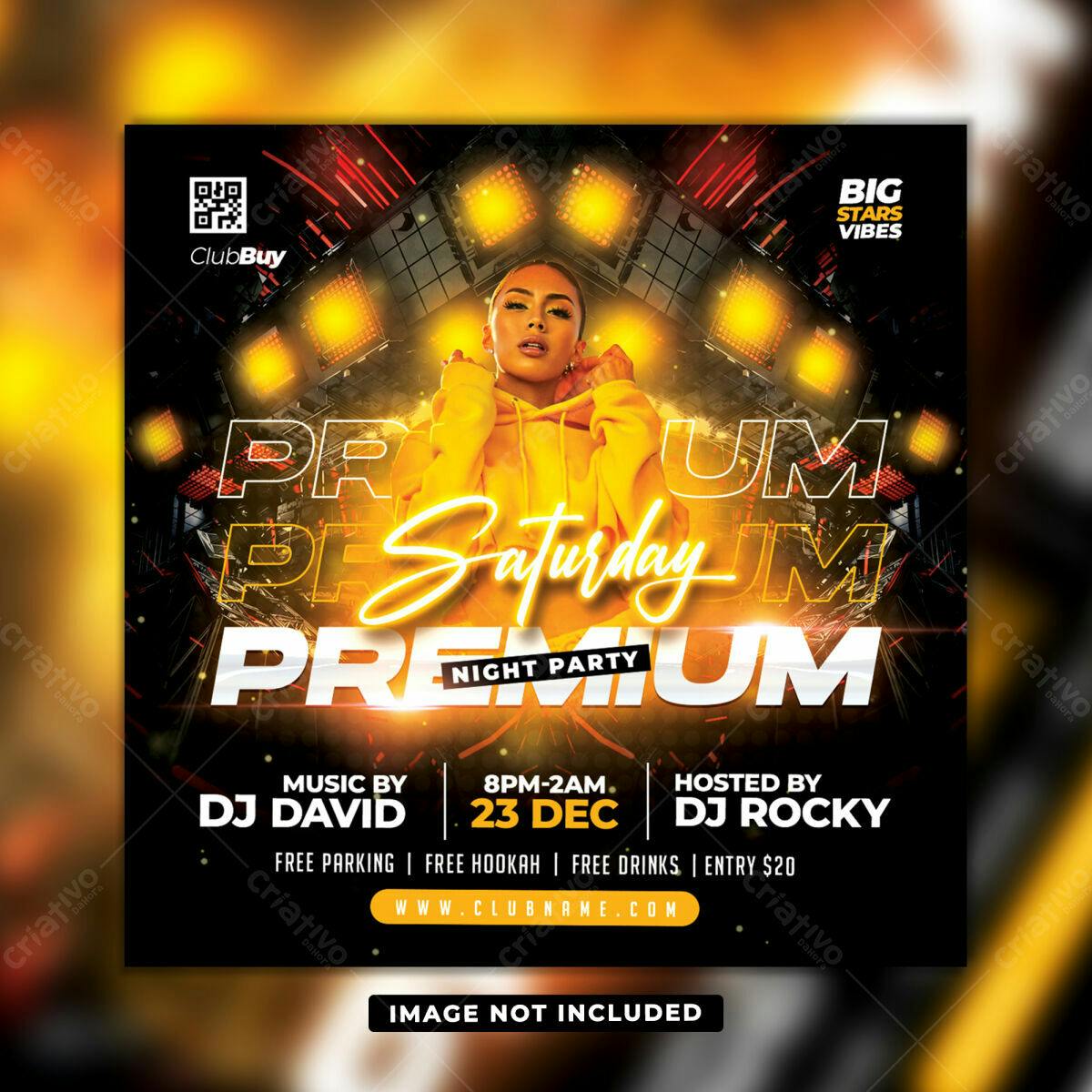Flyer para Festa Premium de Sábado PSD Editável