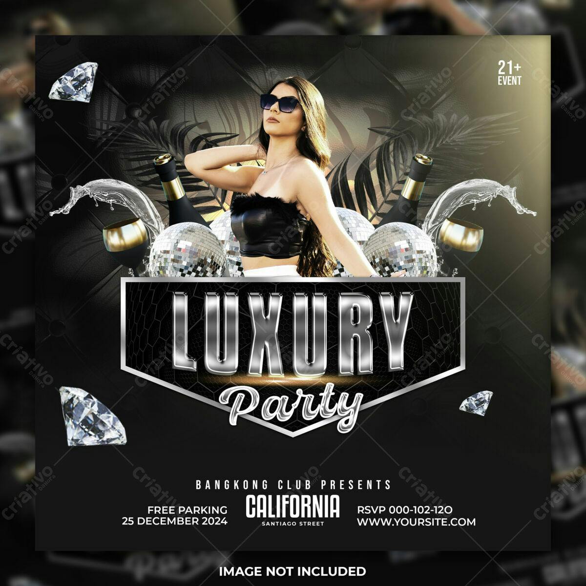 Flyer para Festa Luxo PSD Editável