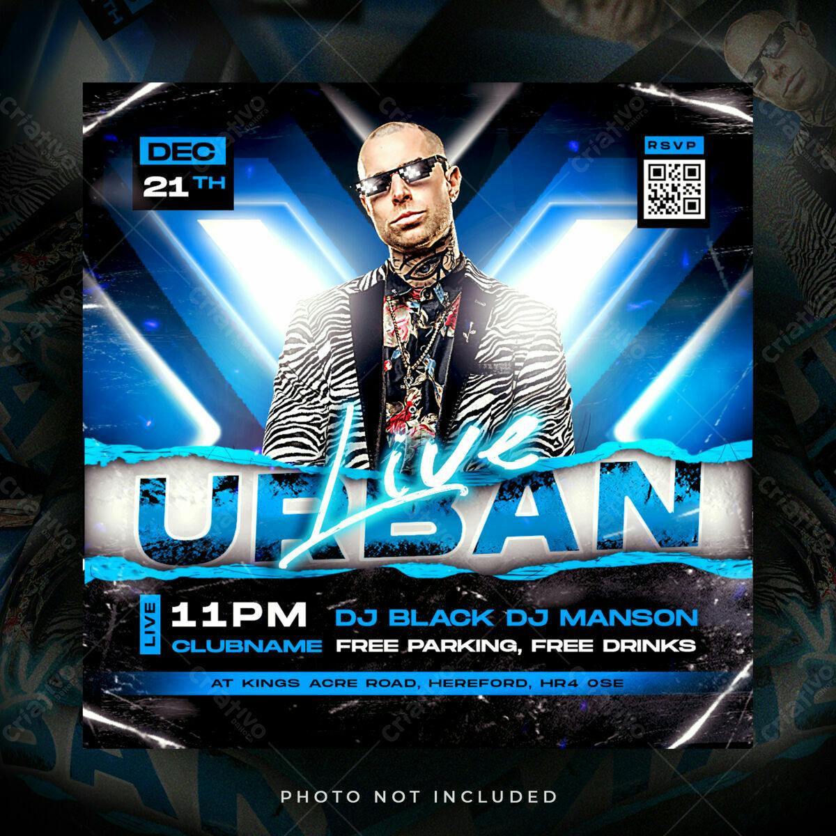 Flyer para Festa Eletrônica PSD Editável