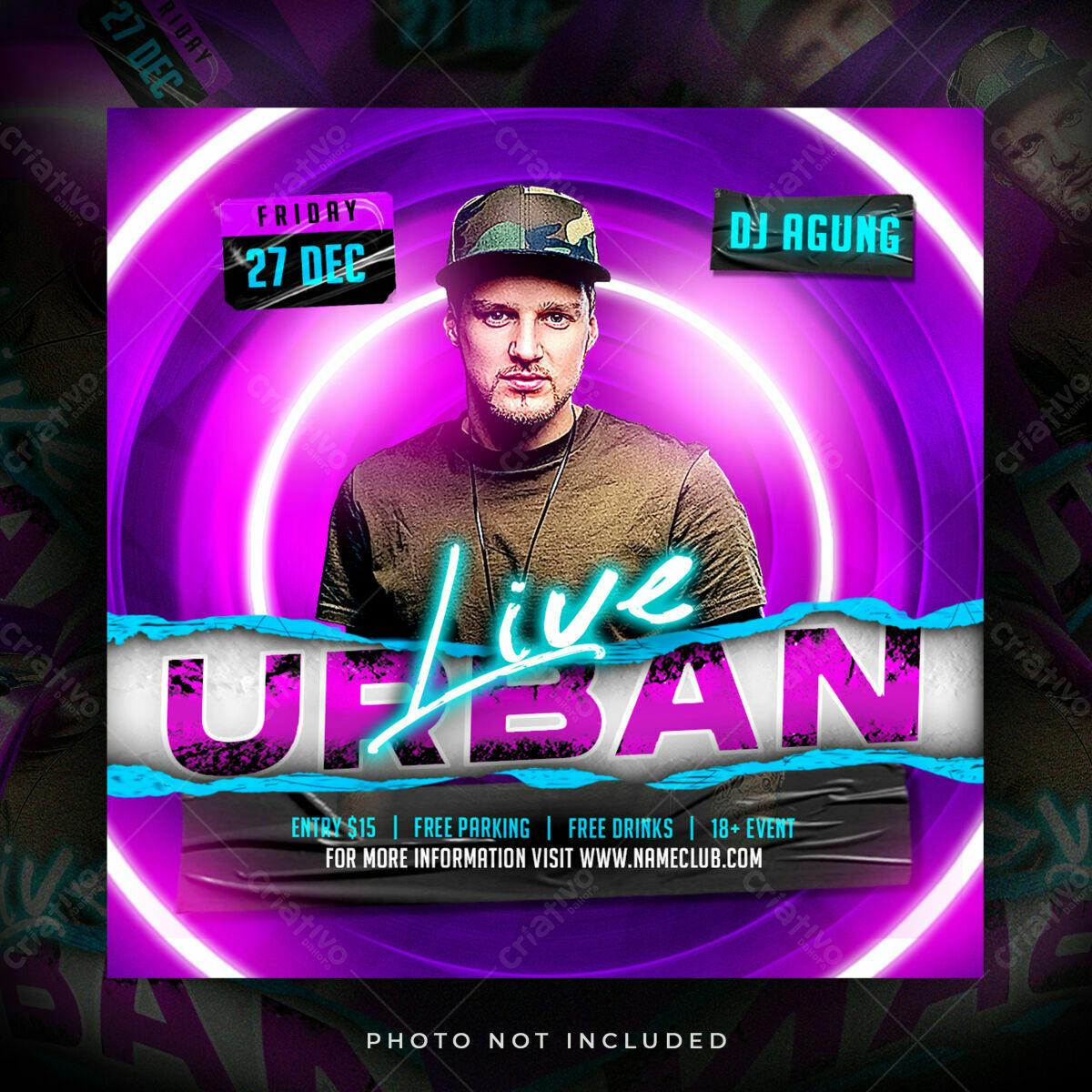 Flyer para Festa Urbana com DJ Agung PSD Editável
