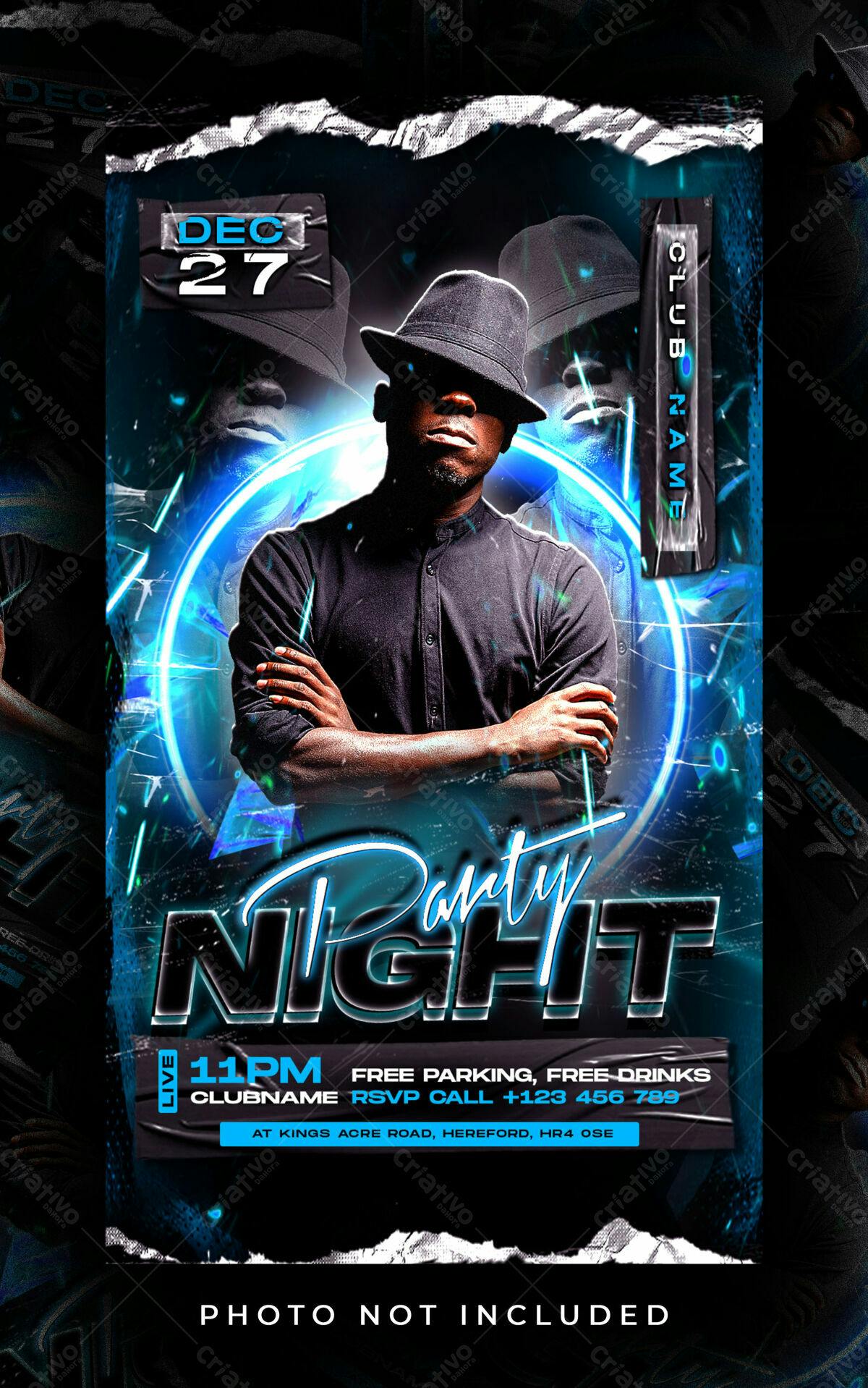 Flyer para Festa Noturna PSD Editável