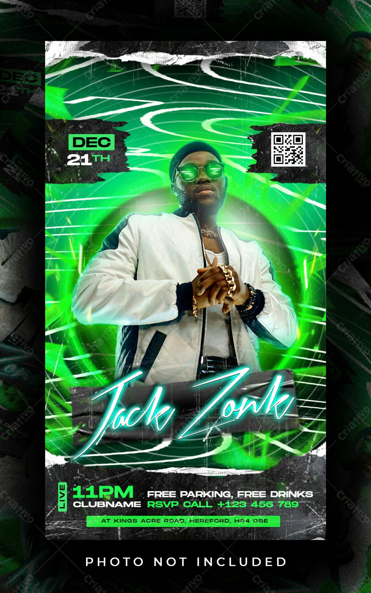 Flyer para Show Musical com Jack Zonke PSD Editável