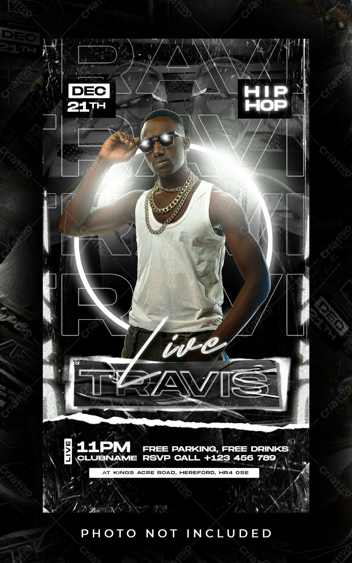 Flyer para Evento Hip Hop com Travis PSD Editável